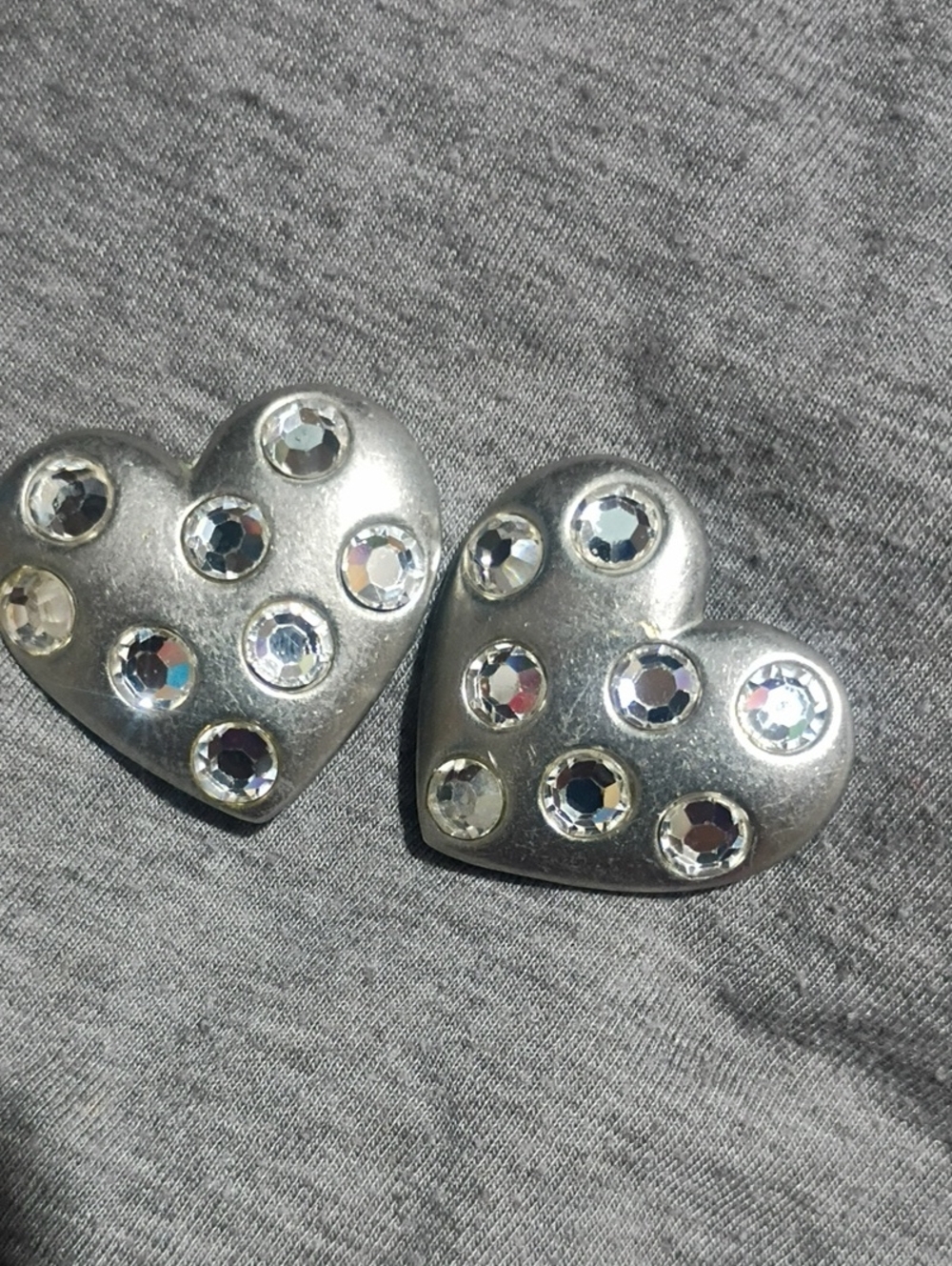 Silver Heart Crystal Stud Earrings - Women's Jewelry